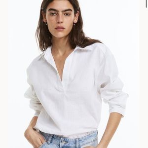 Linen blend pull over shirt